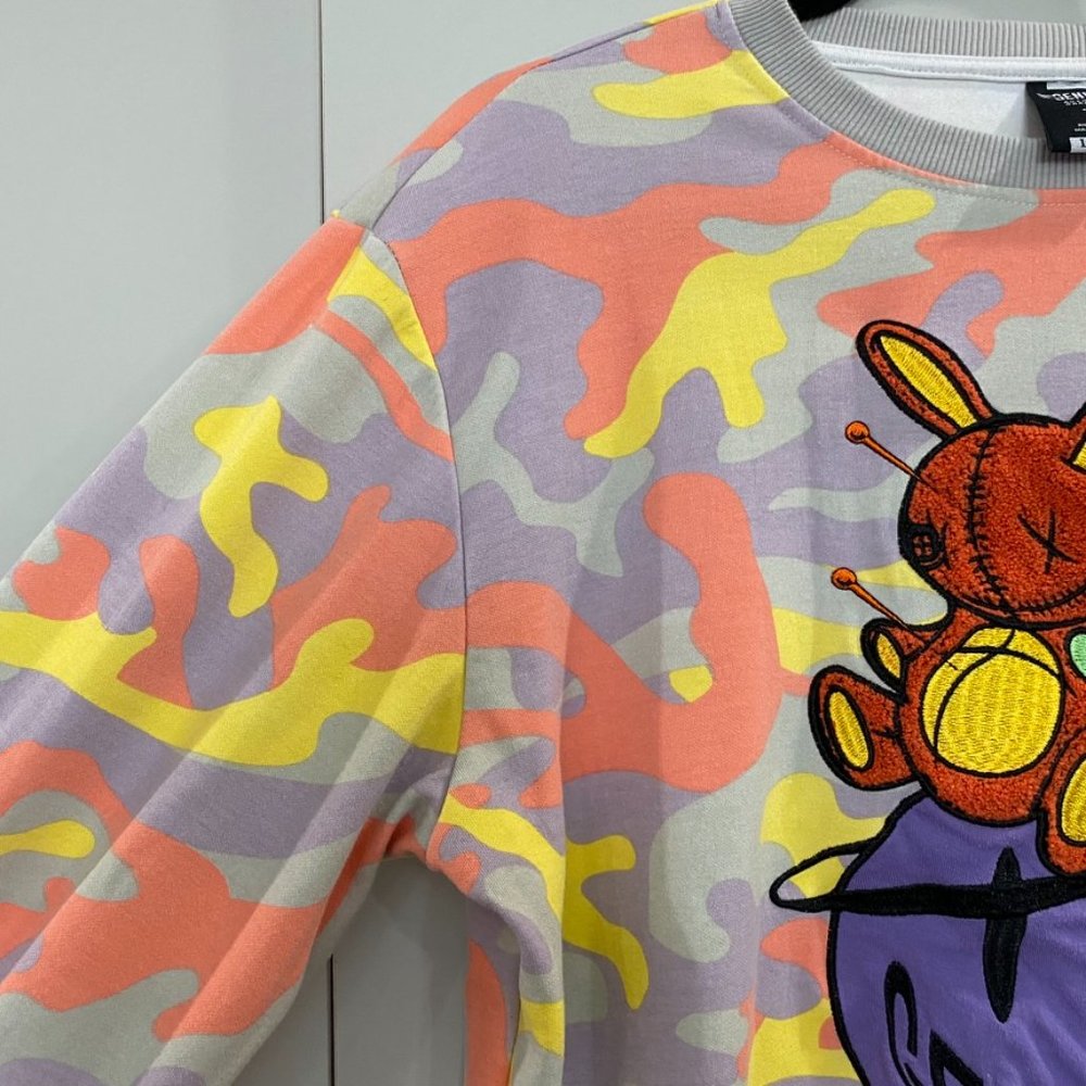 Genuine Authentic Garments Pullover Sweatshirt Pastel Colors Smiley Face Large - Picture 4 of 8